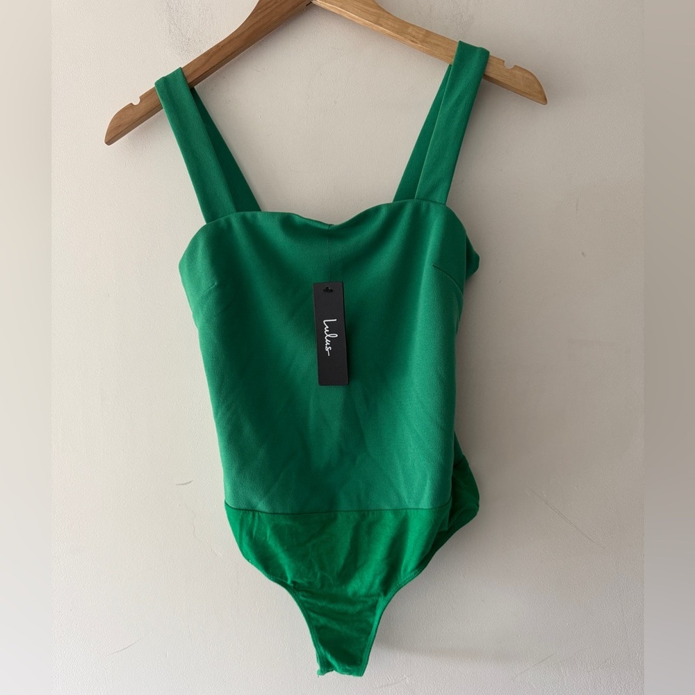NEW!! Lulus‎ Adorable Green Bodysuit With Sweetheart Neckline and Thick Straps